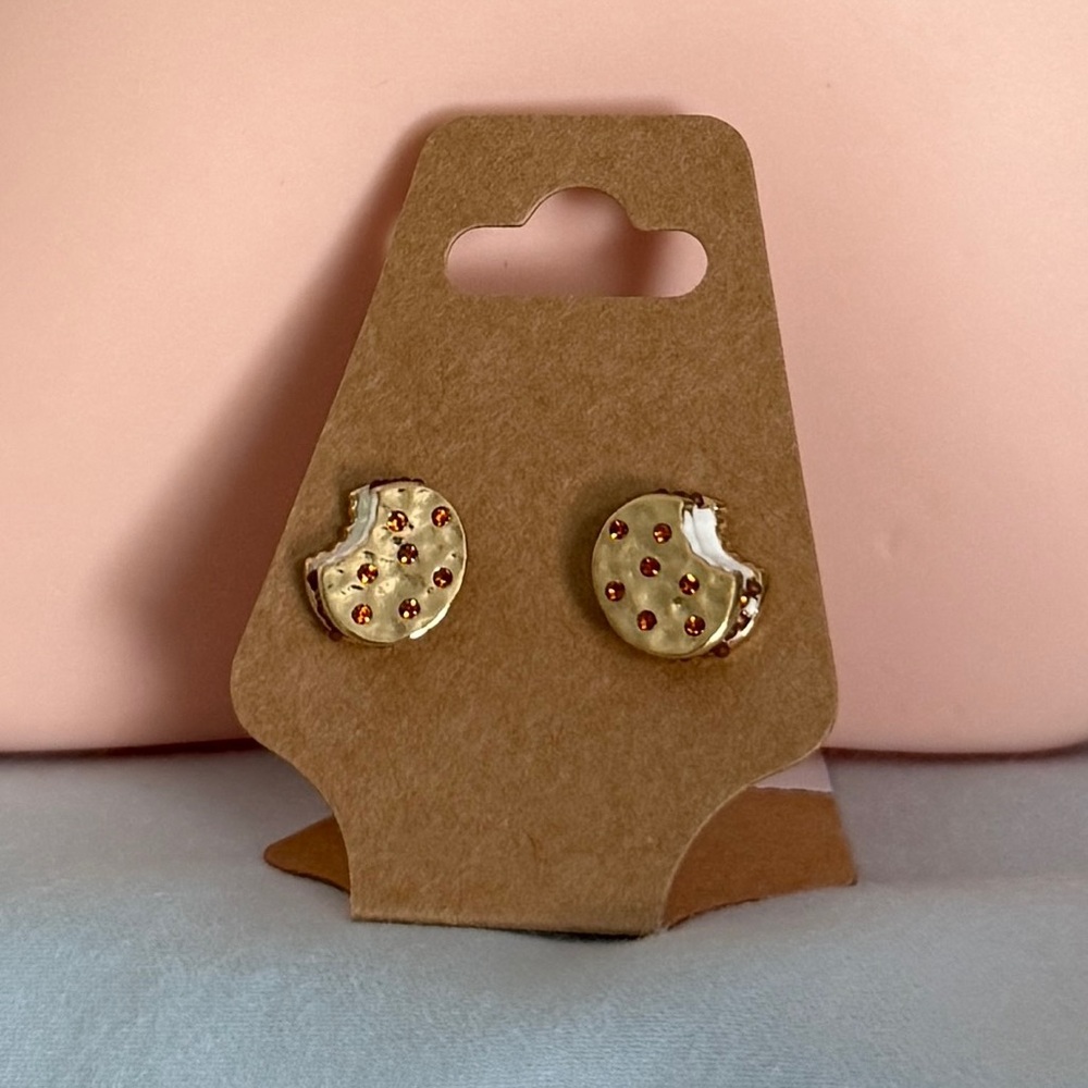 BaubleBar Gold-Tone Chocolate Chip Cookie Ice Cream Sandwich Stud Earrings